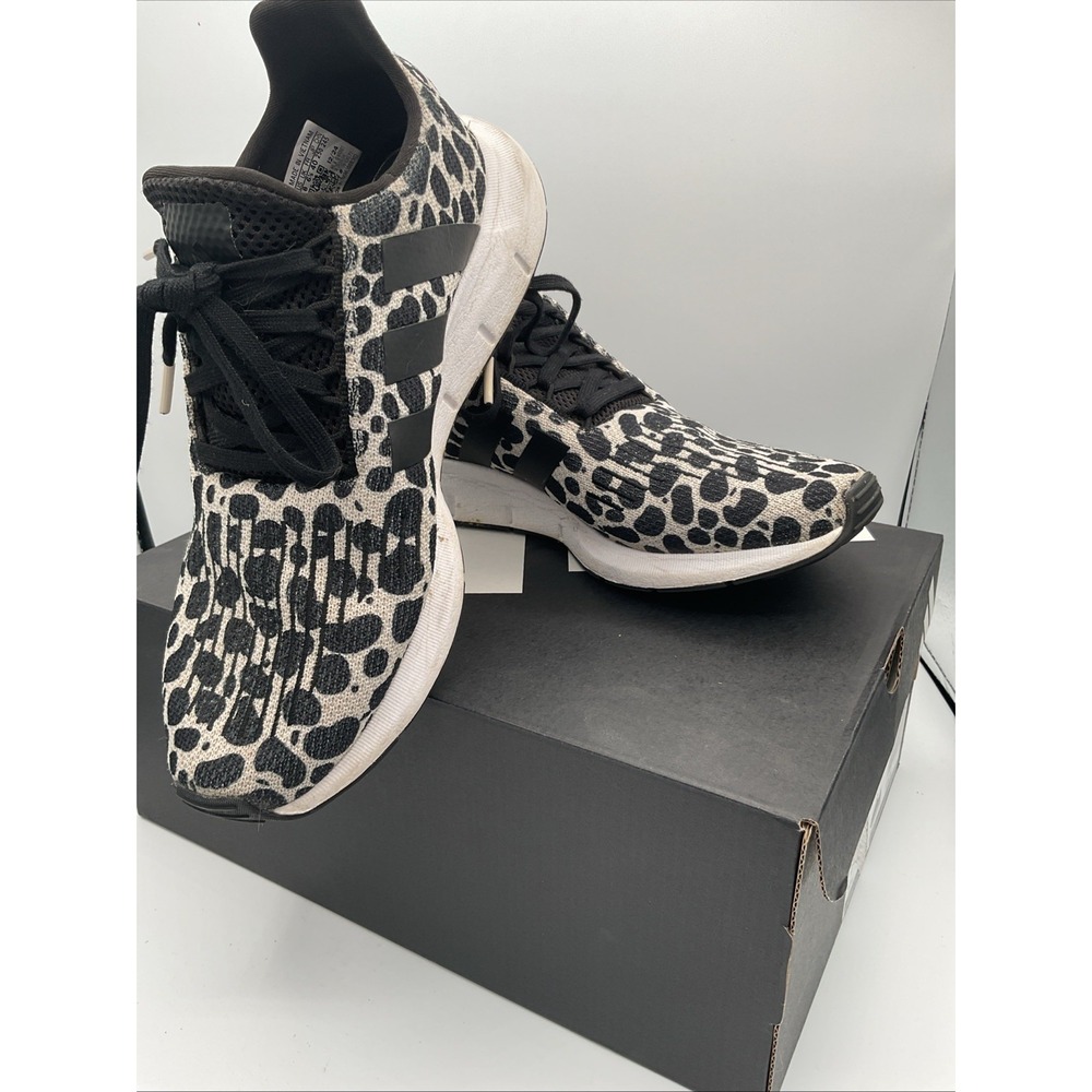 adidas Animal Print Running Sneakers Black White Low Top Womens Athletic Shoe